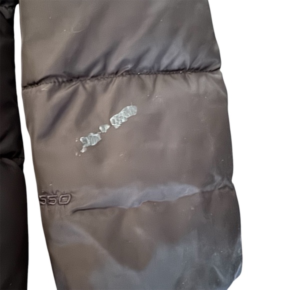 North face girls black pink fleece tnf 550 down quilted puffer parka jacket Sz 8 - Picture 4 of 7